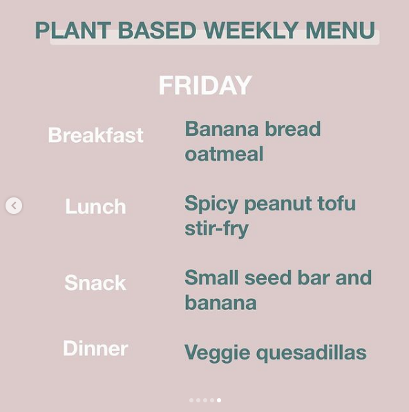 plant-based weekly menu