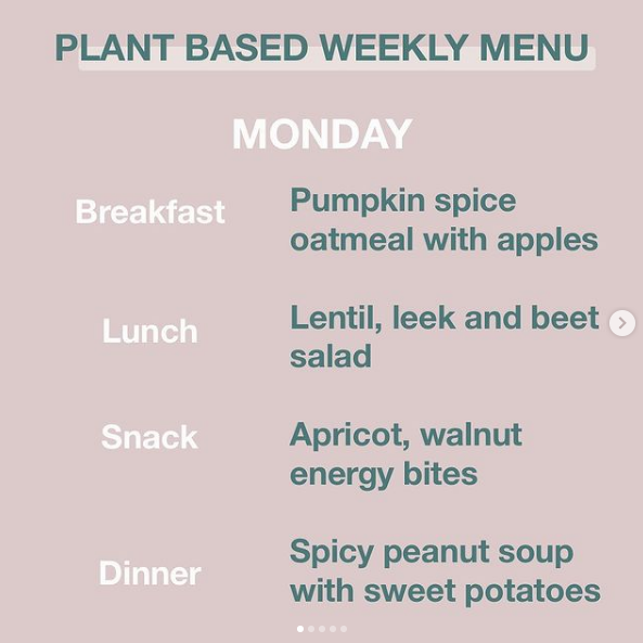 plant-based weekly menu
